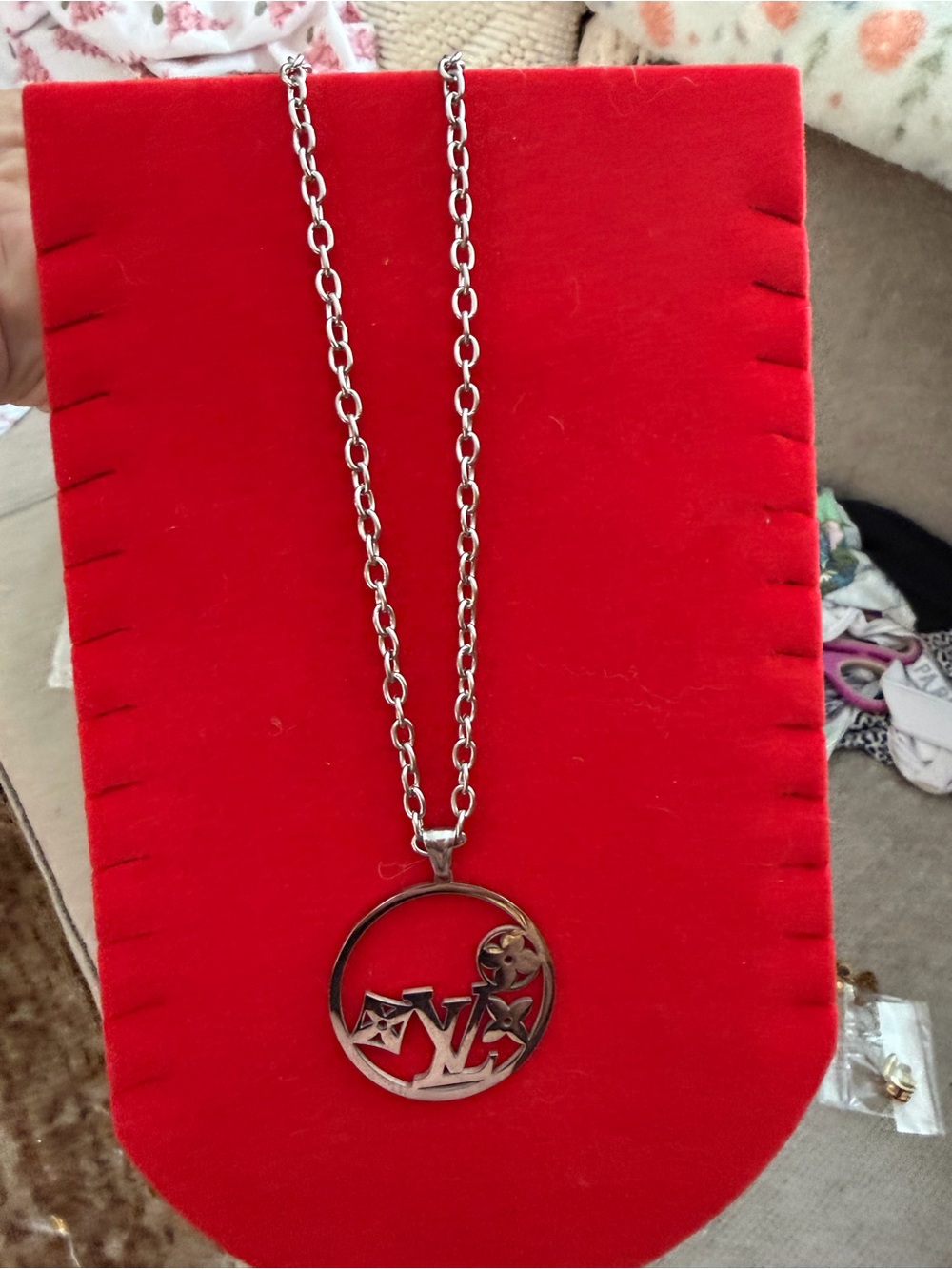 Silver Tone Circle Pendant Necklace - fashion jewelry, stainless steel
